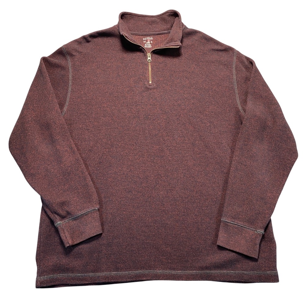 RedHead Mens XL Burgundy Marl Quarter Zip Pullover Waffle Knit
